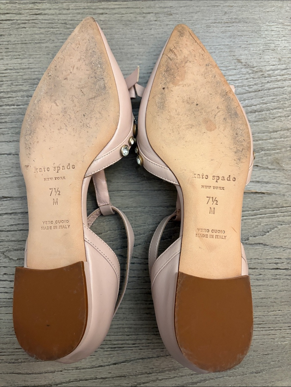 kate spade Blush Pink Crystal-Studded Pointed Slingback Flats - Picture 3 of 3